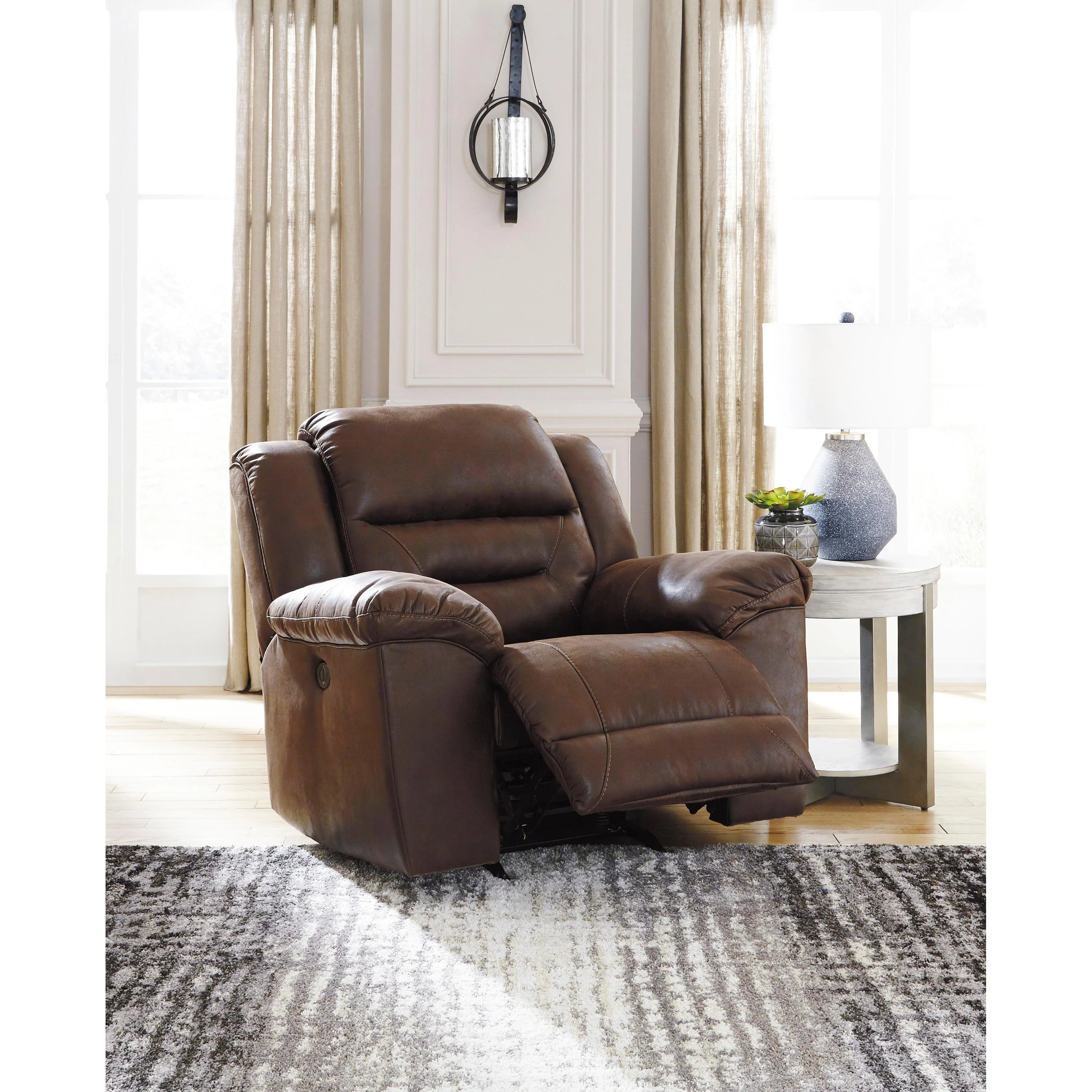 Signature Design by Ashley Stoneland Power Rocker Leather Look Recliner 3990498 - Image 6