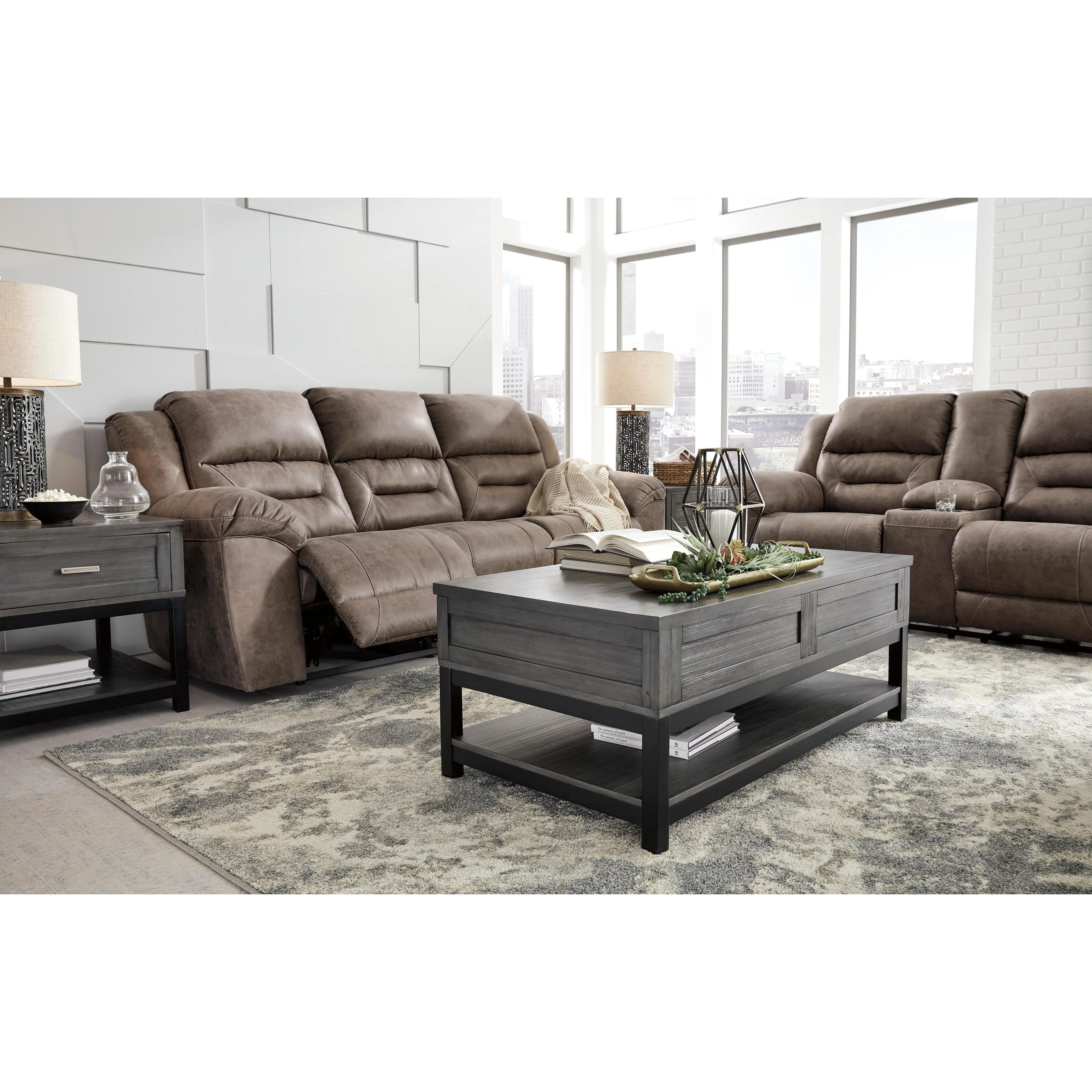 Signature Design by Ashley Stoneland Power Reclining Leather Look Sofa 3990587 - Image 7