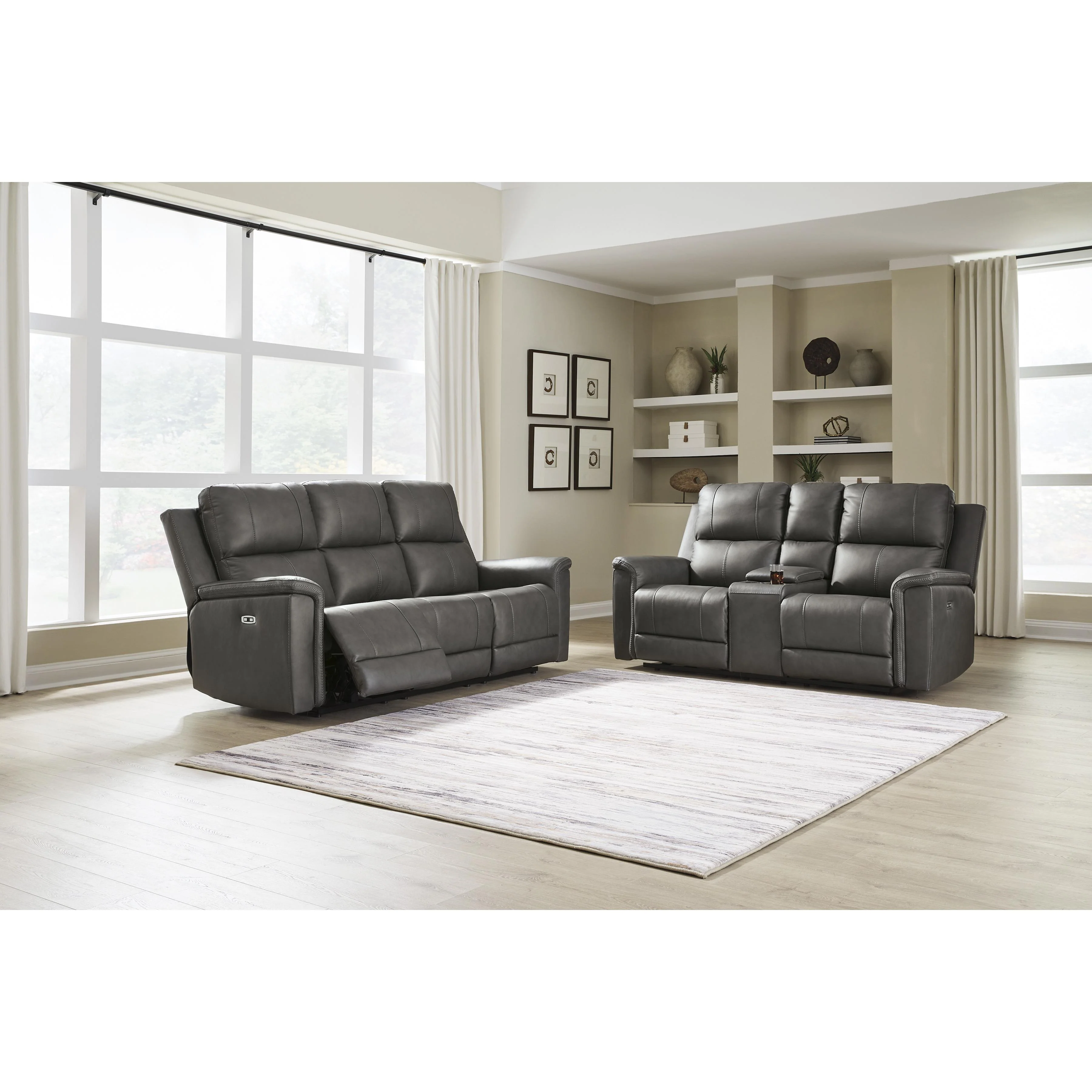 Signature Design by Ashley Bleckley Power Reclining Leather Match Sofa PCU1200015C - Image 6